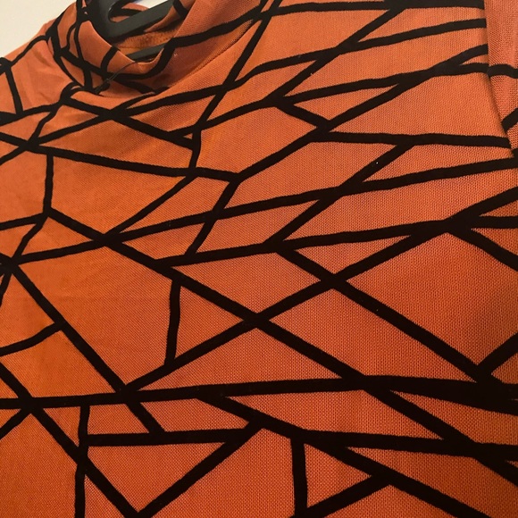 Fashion Nova Mesh It Up Mini Dress Rust w Textured Black Detail - Size M - NWOT - Picture 6 of 9